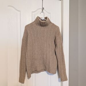 Garnet Hill Oatmeal/Beige Cashmere Turtleneck Sweater XS